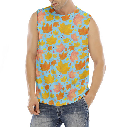 Pastel Maple Leaves Pattern Print Men's Fitness Tank Top