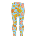 Pastel Maple Leaves Pattern Print Men's leggings