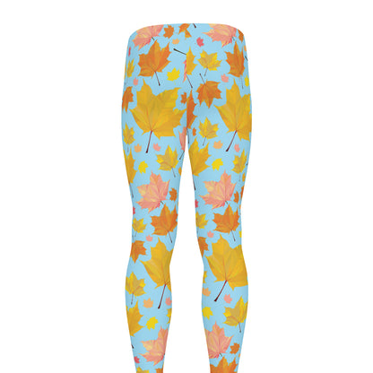 Pastel Maple Leaves Pattern Print Men's leggings