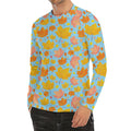 Pastel Maple Leaves Pattern Print Men's Long Sleeve Rash Guard