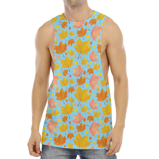 Pastel Maple Leaves Pattern Print Men's Muscle Tank Top