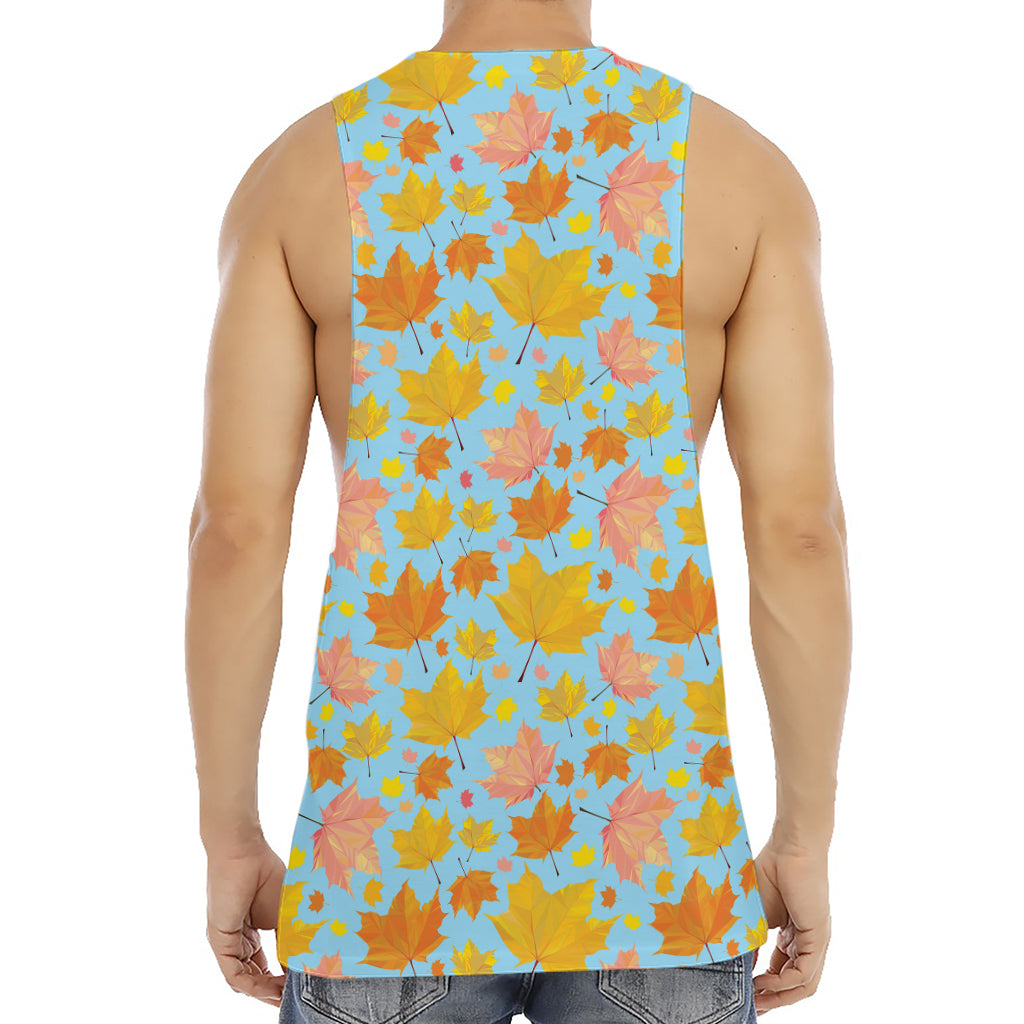 Pastel Maple Leaves Pattern Print Men's Muscle Tank Top