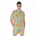 Pastel Maple Leaves Pattern Print Men's Romper