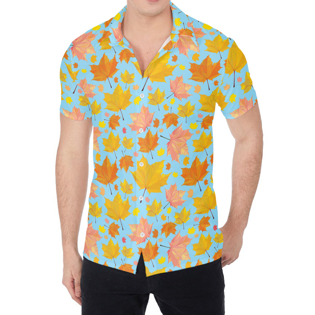 Pastel Maple Leaves Pattern Print Men's Shirt