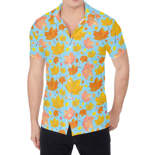 Pastel Maple Leaves Pattern Print Men's Shirt