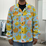 Pastel Maple Leaves Pattern Print Men's Shirt Jacket