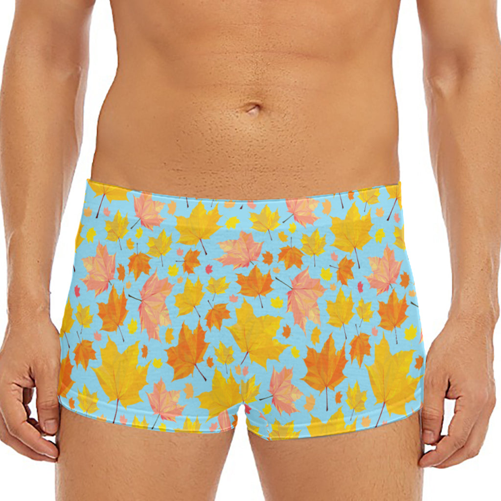 Pastel Maple Leaves Pattern Print Men's Short Boxer Briefs