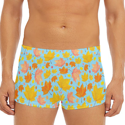 Pastel Maple Leaves Pattern Print Men's Short Boxer Briefs