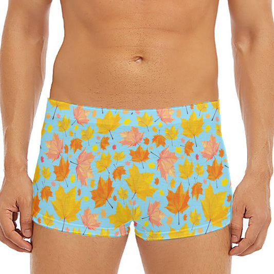 Pastel Maple Leaves Pattern Print Men's Short Boxer Briefs