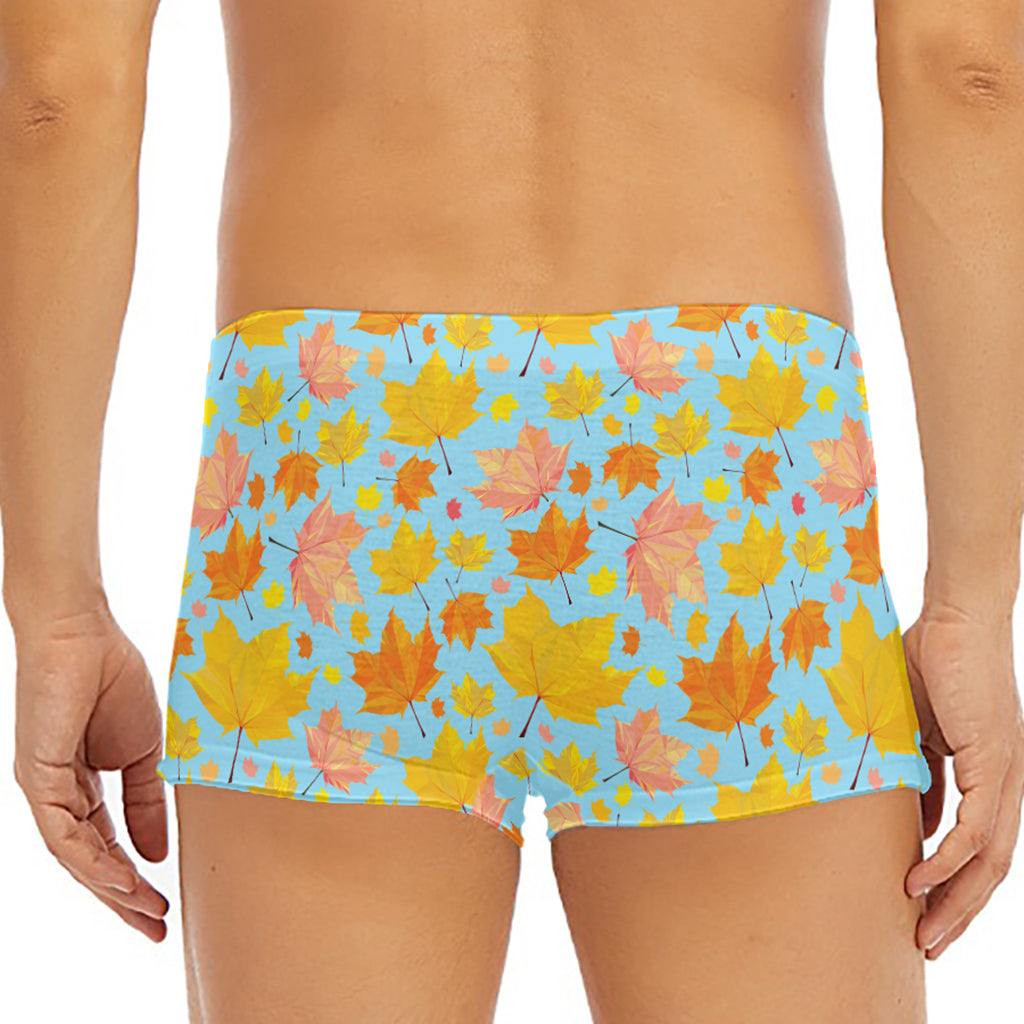 Pastel Maple Leaves Pattern Print Men's Short Boxer Briefs