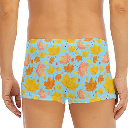 Pastel Maple Leaves Pattern Print Men's Short Boxer Briefs