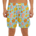 Pastel Maple Leaves Pattern Print Men's Split Running Shorts