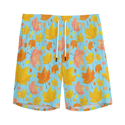 Pastel Maple Leaves Pattern Print Men's Sports Shorts