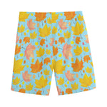 Pastel Maple Leaves Pattern Print Men's Sports Shorts