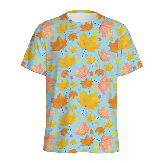 Pastel Maple Leaves Pattern Print Men's Sports T-Shirt