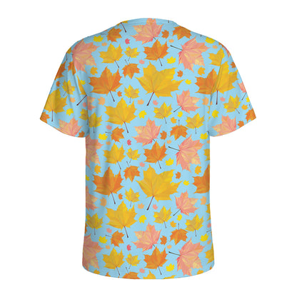 Pastel Maple Leaves Pattern Print Men's Sports T-Shirt