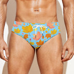 Pastel Maple Leaves Pattern Print Men's Swim Briefs