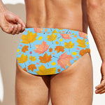 Pastel Maple Leaves Pattern Print Men's Swim Briefs