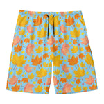 Pastel Maple Leaves Pattern Print Men's Swim Trunks