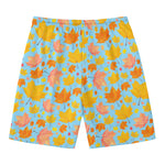 Pastel Maple Leaves Pattern Print Men's Swim Trunks