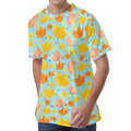 Pastel Maple Leaves Pattern Print Men's Velvet T-Shirt