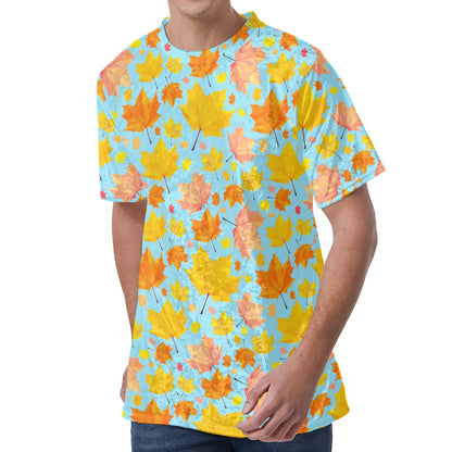 Pastel Maple Leaves Pattern Print Men's Velvet T-Shirt