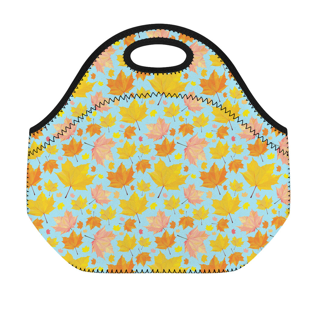 Pastel Maple Leaves Pattern Print Neoprene Lunch Bag