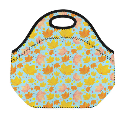 Pastel Maple Leaves Pattern Print Neoprene Lunch Bag