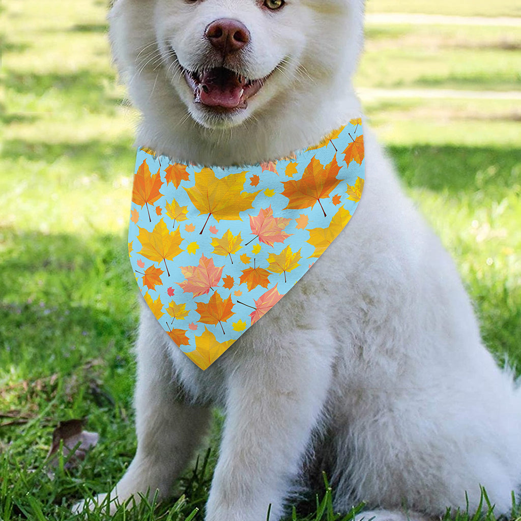 Pastel Maple Leaves Pattern Print Over The Collar Dog Bandana