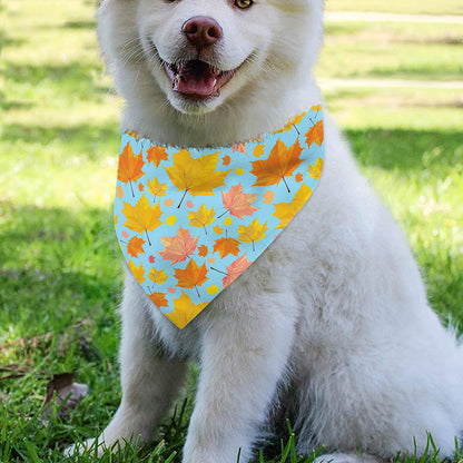 Pastel Maple Leaves Pattern Print Over The Collar Dog Bandana