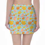 Pastel Maple Leaves Pattern Print Pencil Mini Skirt