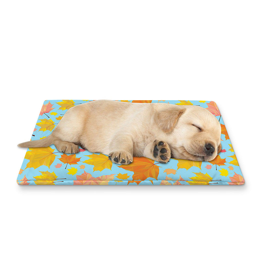 Pastel Maple Leaves Pattern Print Pet Cooling Mat Cover