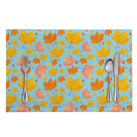 Pastel Maple Leaves Pattern Print Placemat