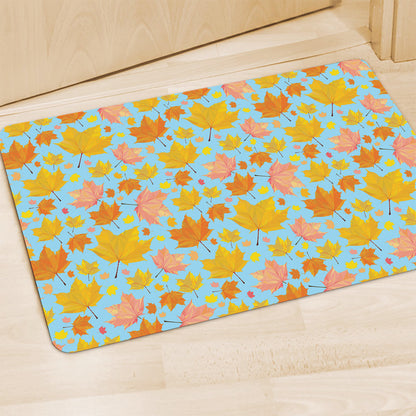 Pastel Maple Leaves Pattern Print Polyester Doormat