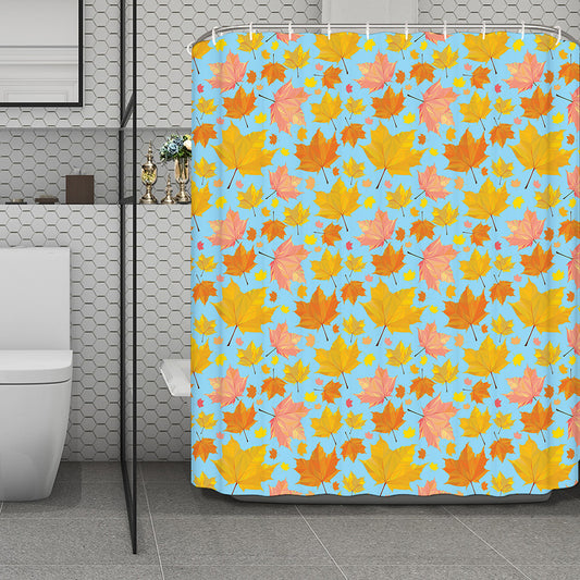 Pastel Maple Leaves Pattern Print Polyester Shower Curtain