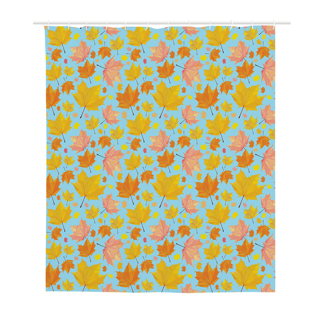 Pastel Maple Leaves Pattern Print Polyester Shower Curtain