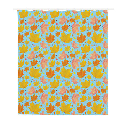 Pastel Maple Leaves Pattern Print Polyester Shower Curtain