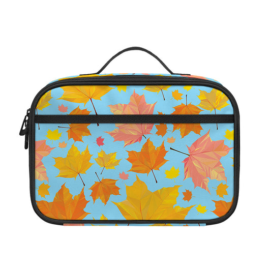 Pastel Maple Leaves Pattern Print Portable Lunch Bag