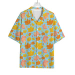 Pastel Maple Leaves Pattern Print Rayon Hawaiian Shirt