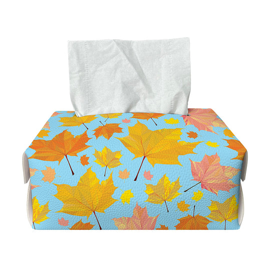 Pastel Maple Leaves Pattern Print Rectangle Tissue Box Cover