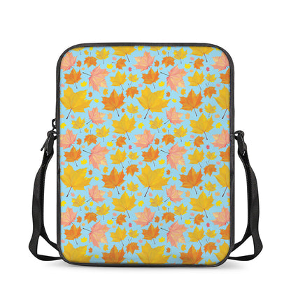 Pastel Maple Leaves Pattern Print Rectangular Crossbody Bag