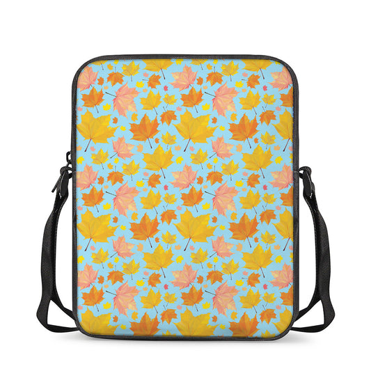 Pastel Maple Leaves Pattern Print Rectangular Crossbody Bag