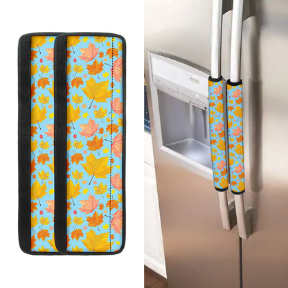 Pastel Maple Leaves Pattern Print Refrigerator Handle Covers