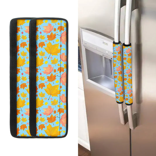 Pastel Maple Leaves Pattern Print Refrigerator Handle Covers