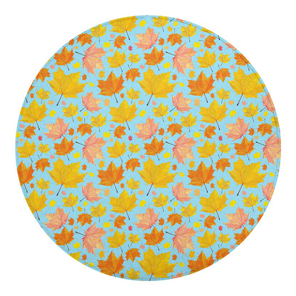 Pastel Maple Leaves Pattern Print Round Blanket