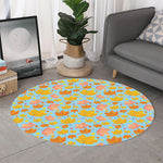 Pastel Maple Leaves Pattern Print Round Rug
