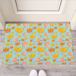 Pastel Maple Leaves Pattern Print Rubber Doormat