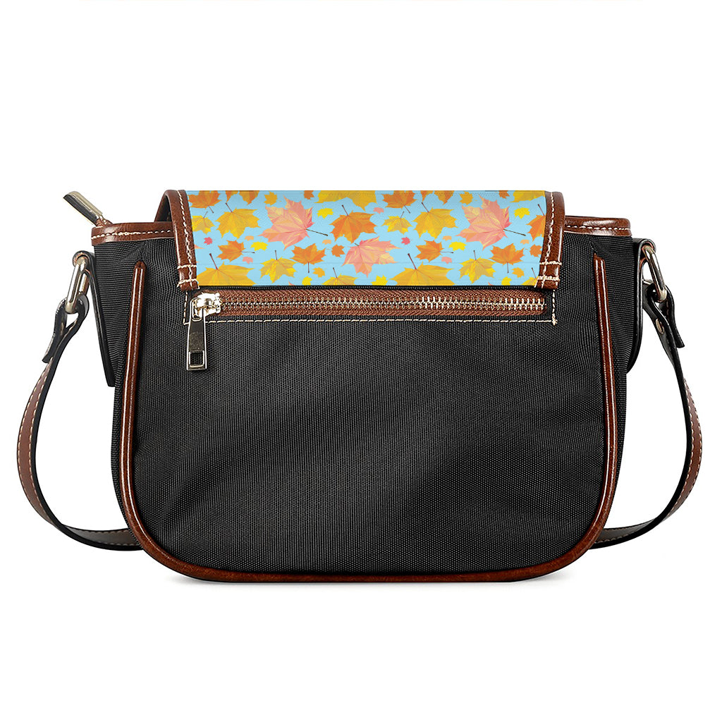 Pastel Maple Leaves Pattern Print Saddle Bag