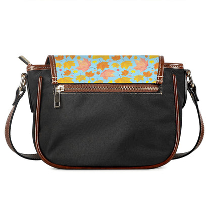 Pastel Maple Leaves Pattern Print Saddle Bag