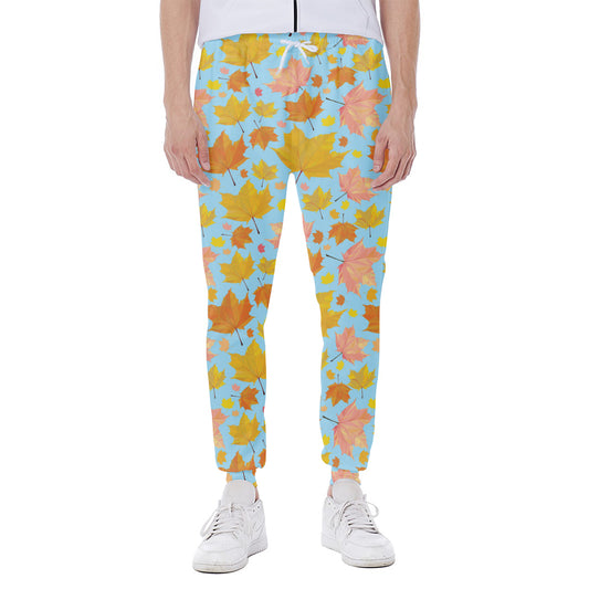 Pastel Maple Leaves Pattern Print Scuba Joggers
